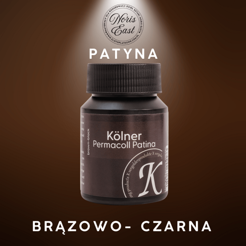 Permacoll Patina brązowo czerwona patyna do złota płatkowego, srebra płatkowego i do szlagmetalu Noris East