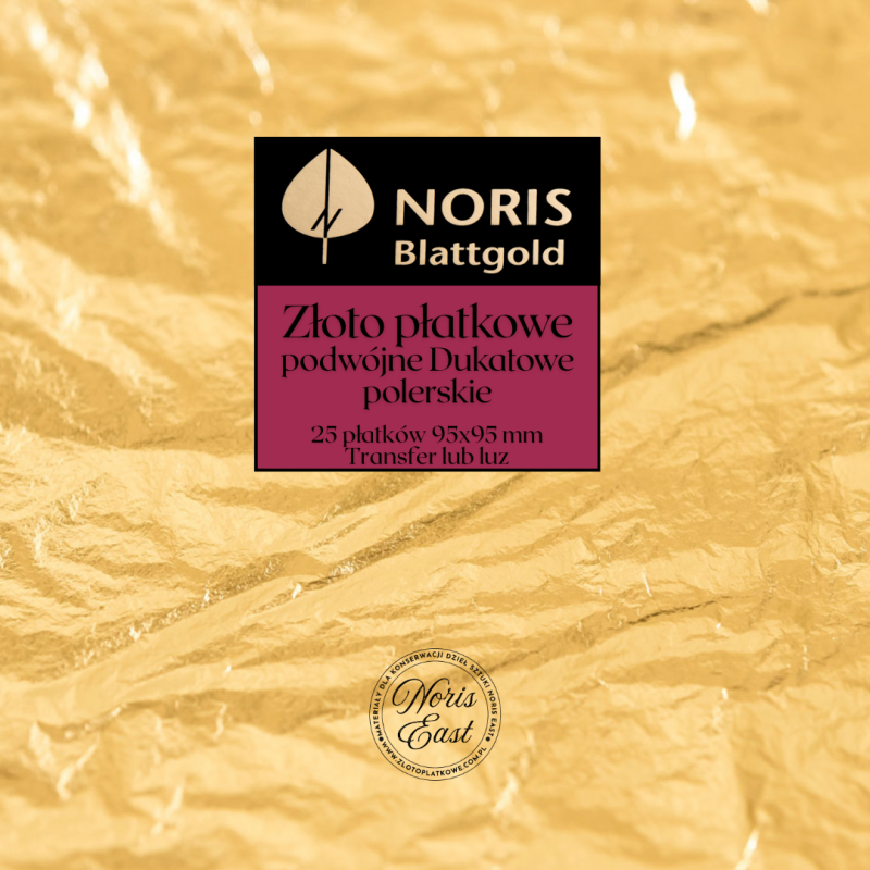 Złoto płatkowe dukatowe polerskie 23,5 K th18 – luz / transfer, Noris East