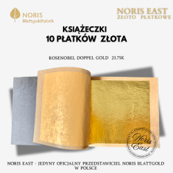 złoto płatkowe, Rosenobel Doppelgold 23.75K , 23 3/4 Noris, książeczka 10 płatków