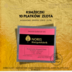 złoto płatkowe, Rosenobel Doppelgold 23.75K , 23 3/4 Noris, książeczka 10 płatków