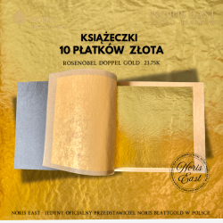 złoto płatkowe, Rosenobel Doppelgold 23.75K , 23 3/4 Noris, książeczka 10 płatków