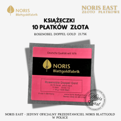 złoto płatkowe, Rosenobel Doppelgold 23.75K , 23 3/4 Noris, książeczka 10 płatków