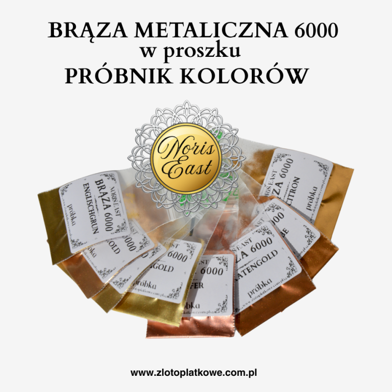 Brąza metaliczna 6000 
w proszku
Próbnik kolorów, Noris East, brąza dla pozłotnictwa