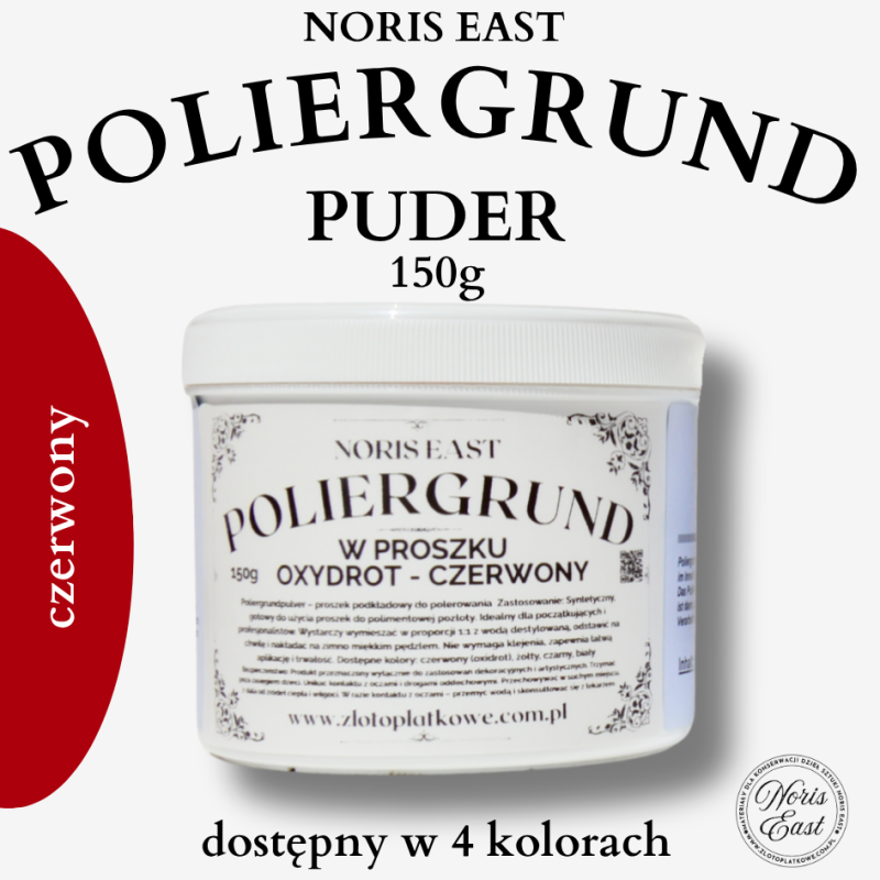 POLIERGRUND Puder 150g, noris east, czerwony, żółty, czarny, biały i czerwony, klej do złota
