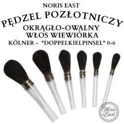 Pędzel pozłotniczy okrągło-owalny włos wiewiórka "Doppelkielpinsel" Noris East
