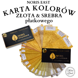 karta kolorów złota płatkowego - 32 odcienie złota + srebro płatkowe, oryginalne Noris Blattgold w Noris East, pozłotnictwo