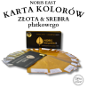 karta kolorów złota płatkowego - 32 odcienie złota + srebro płatkowe, oryginalne Noris Blattgold w Noris East, pozłotnictwo