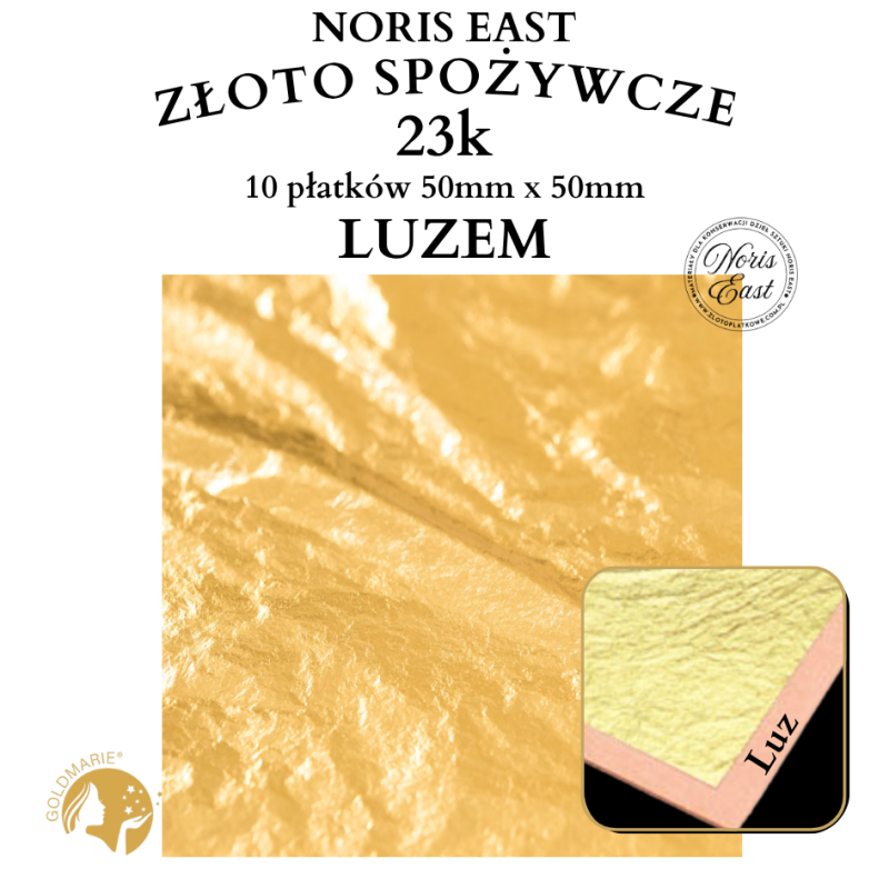 Złoto płatkowe spożywcze 23 Karat, 10 płatków 50mm x 50mm - luzem lub transfer