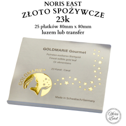 Złoto płatkowe spożywcze 23 Karat, 10 płatków 80mm x 80mm - luzem lub transfer, Noris East pozłotnictwo