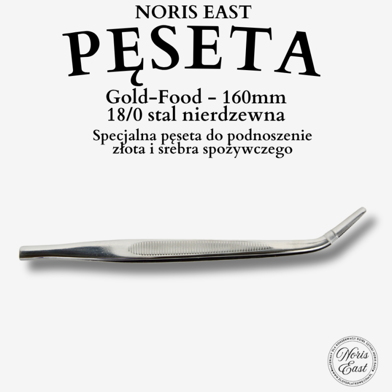 pęseta noris east, GoldFood, stal nierdzewna, Specjalna pęseta do podnoszenie złota i srebra spożywczego, złoto i srebro jadalne