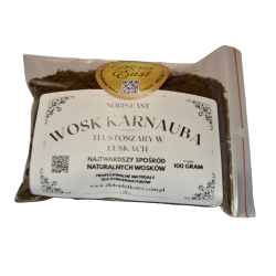 Wosk Karnauba (carnauba) 100gram, tłustoszary, najtwardszy spośród wosków, Noris East