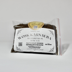 Wosk Karnauba (carnauba) 100gram, tłustoszary, najtwardszy spośród wosków, Noris East